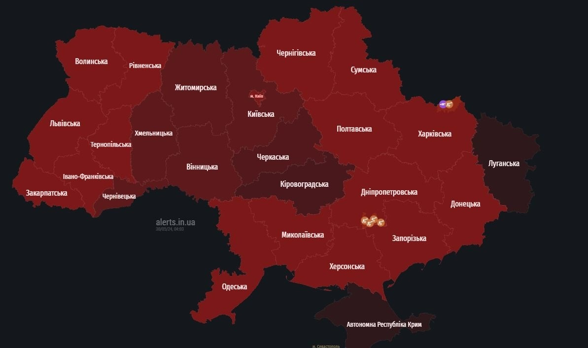 Повітряна тривога в Хмельницькій області розпочалася о 01:57 і тривала понад три години.