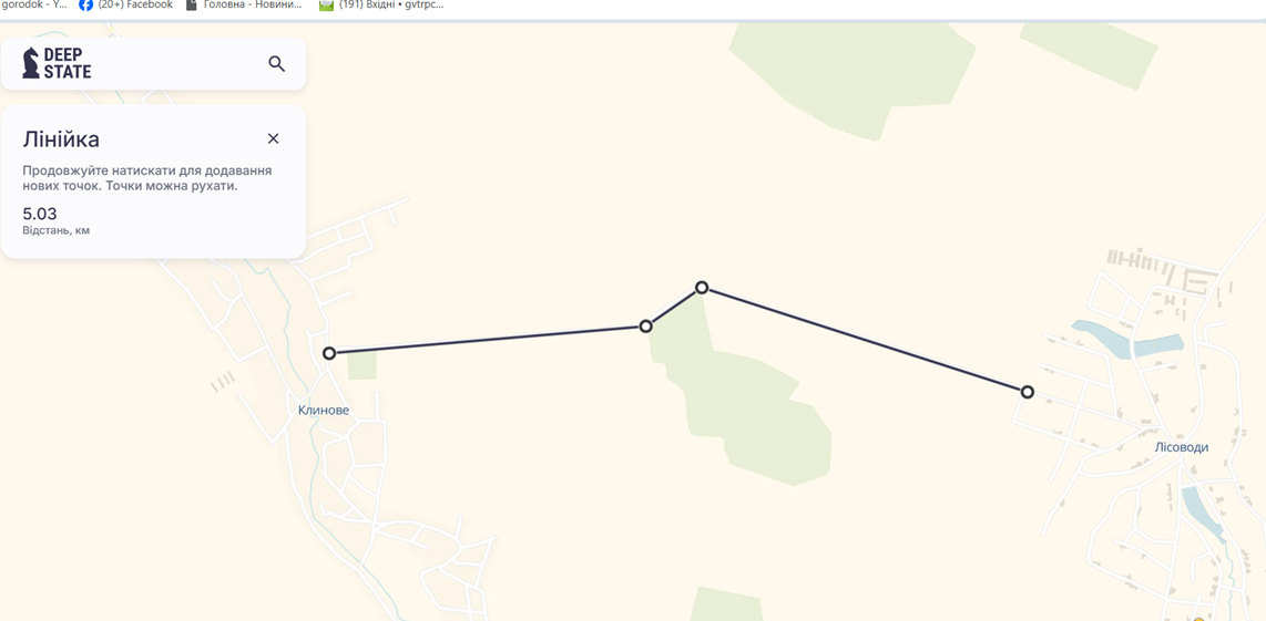 Протяжність дороги Лісоводи-Клинове