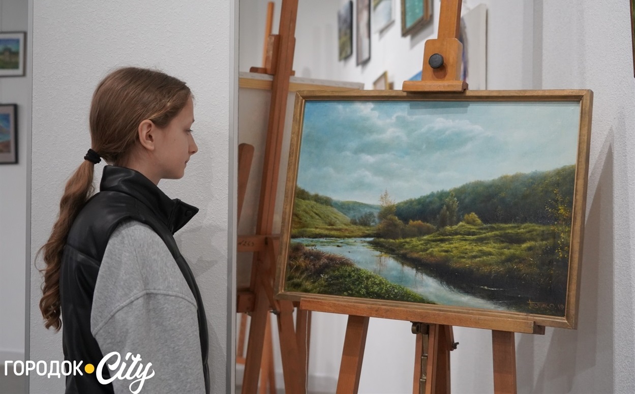 учениця Чемеровецького ліцею №1 на оглядає виставку у Городку