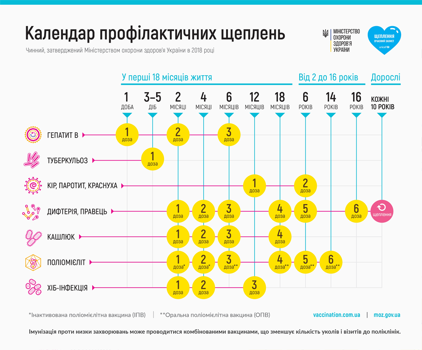 Календар профілактичних щеплень.