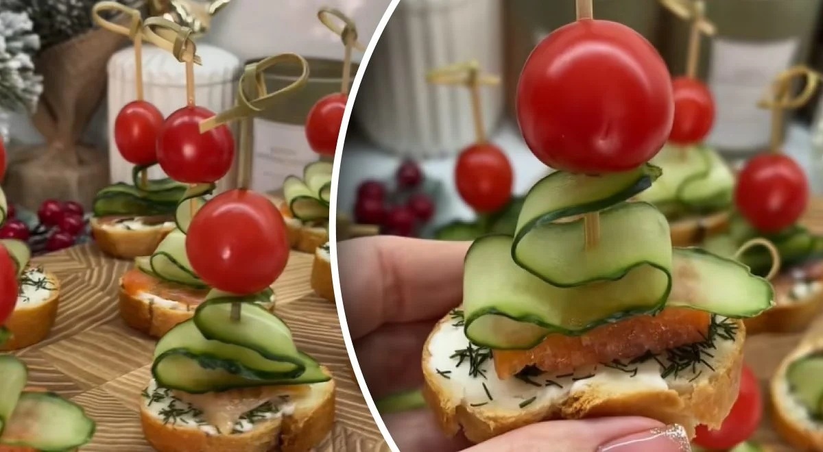 Сирно-овочева ялинка на шпажках