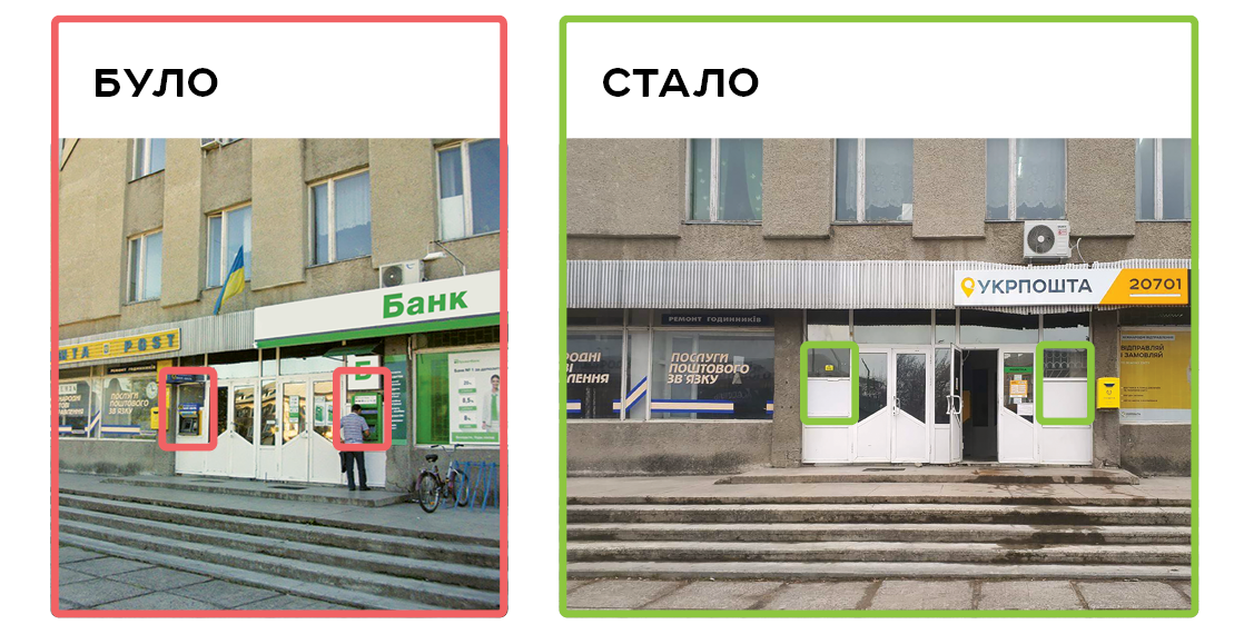 Раніше був банкомат у будівлі АТ «Укрпошта»
